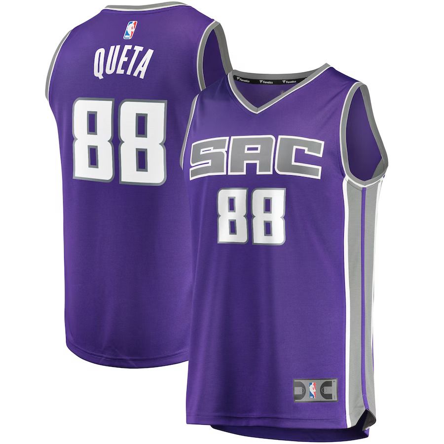 Men Sacramento Kings 88 Neemias Queta Fanatics Branded Purple Fast Break Replica NBA Jersey